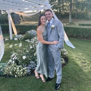 BHLDN DYLAN CHARMEUSE SIZE 0 color: Moss